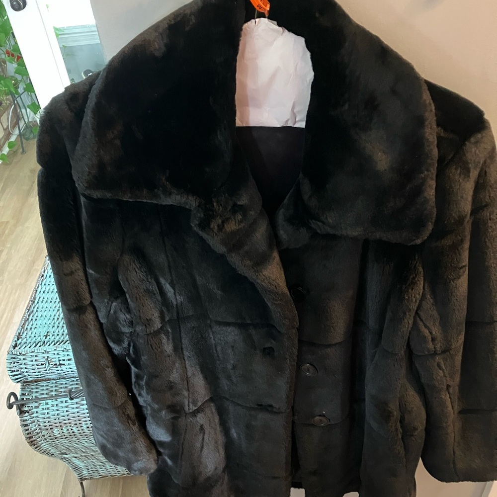 Soft and cozy black fur coat! Dress coat for casual or dressy coat.
